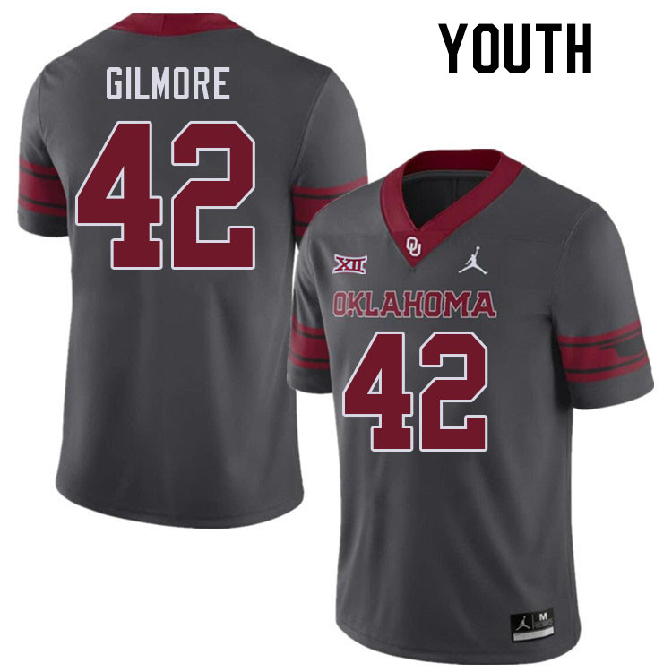 Youth #42 Wyatt Gilmore Oklahoma Sooners College Football Jerseys Stitched-Charcoal